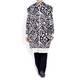 BEIGE BLACK AND WHITE INTARSIA CARDIGAN
