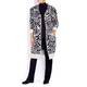 BEIGE BLACK AND WHITE INTARSIA CARDIGAN