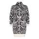 BEIGE BLACK AND WHITE INTARSIA CARDIGAN