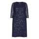 BEIGE MIDNIGHT BLUE SEQUINNED DRESS