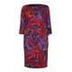 BEIGE crimson and grape abstract print DRESS