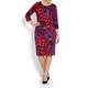 BEIGE crimson and grape abstract print DRESS