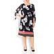 BEIGE GEORGETTE PRINT DRESS BLACK AND WHITE