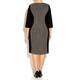 BEIGE DRESS WITH WAFFLE PANEL IN GREY AND BLACK