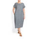 BEIGE LABEL GREY LINEN STRIPE DRESS