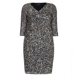 BEIGE SEQUIN DRESS BLACK - Plus Size Collection