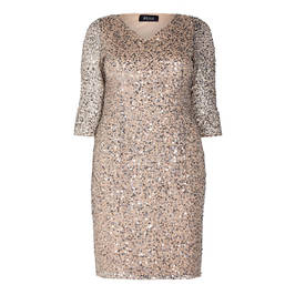 BEIGE SEQUIN DRESS BEIGE  - Plus Size Collection