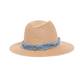 PANAMA HAT WITH FRAYED DENIM TRIM