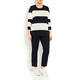 BEIGE STRIPE KNITTED TUNIC NAVY