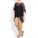 BEIGE label black loose knit kaftan style cover-up