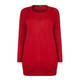 BEIGE merino wool red knit TUNIC with dip hem