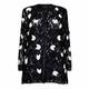 BEIGE LEATHER ROSE JACKET BLACK AND WHITE LONG
