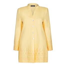 BEIGE LABEL LINEN JACKET WITH BRODERIE ANGLAIS BORDER YELLOW - Plus Size Collection
