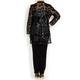 Beige Plus black Long leather applique Jacket