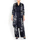 BEIGE LABEL SATIN THREE-PIECE TROUSER ENSEMBLE NAVY