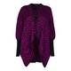 BEIGE LABEL MAGENTA PONCHO WITH ABSTRACT INTARSIA PATTERN 