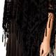 BEIGE SHEER SILK BEADED PONCHO IN BLACK