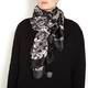 BEIGE LABEL BLACK FLORAL PRINT SCARF