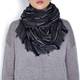 BEIGE LABEL BLACK CHECK SCARF WITH FRINGED HEM