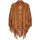 BEIGE fringed laser cut tan SHAWL