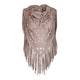 BEIGE fringed laser cut truffle SHAWL