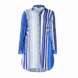 BEIGE LONG VERTICAL STRIPE SHIRT  - Plus Size Collection