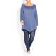 BEIGE LABEL BLUE LOOSE STITCH V-HEM SWEATER 