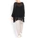 BEIGE LABEL BLACK KNITTED SWEATER WITH FRINGED HEM 