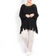 BEIGE LABEL BLACK KNITTED SWEATER WITH FRINGED HEM 