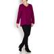 BEIGE LABEL V-NECK MAGENTA SWEATER WITH BUTTON DETAIL 