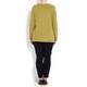 BEIGE HORIZONTAL RIB MERINO WOOL SWEATER IN CHARTREUSE GREEN