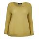 BEIGE HORIZONTAL RIB MERINO WOOL SWEATER IN CHARTREUSE GREEN