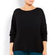 BEIGE BLACK MERINO WOOL SCOOP NECK SWEATER