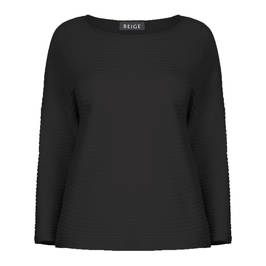BEIGE BLACK MERINO WOOL SCOOP NECK SWEATER - Plus Size Collection