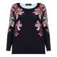 BEIGE FLORAL PRINT EMBELLISHED SWEATER