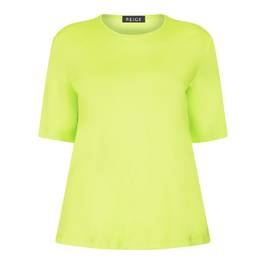 BEIGE LABEL SCOOP NECK T-SHIRT LIME - Plus Size Collection
