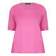 BEIGE T-SHIRT WITH PLAITED DIAMANTE NECKLINE FUCHSIA