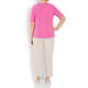 BEIGE T-SHIRT WITH PLAITED DIAMANTE NECKLINE FUCHSIA