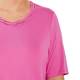 BEIGE T-SHIRT WITH PLAITED DIAMANTE NECKLINE FUCHSIA
