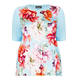 BEIGE FLORAL PRINT T-SHIRT TURQUOISE
