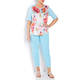 BEIGE FLORAL PRINT T-SHIRT TURQUOISE