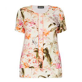 BEIGE ORANGE FLORAL PRINT TOP - Plus Size Collection