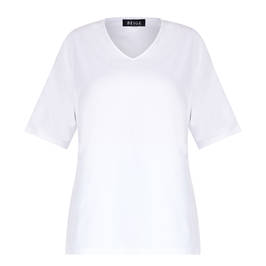 BEIGE COTTON T-SHIRT V-NECK WHITE  - Plus Size Collection