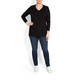 BEIGE LABEL V NECK TOP BLACK