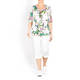 BEIGE TROPICAL PRINT STRETCH JERSEY TOP