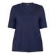 BEIGE STRETCH JERSEY V NECK T-SHIRT NAVY