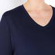 BEIGE STRETCH JERSEY V NECK T-SHIRT NAVY