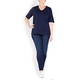 BEIGE STRETCH JERSEY V NECK T-SHIRT NAVY