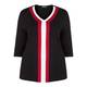 BEIGE STRIPE FRONT V-NECK TOP