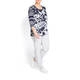 BEIGE LABEL NAVY PRINT TOP
